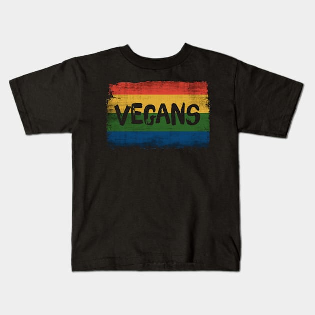 Vintage Style Vegans Retro 70ss Kids T-Shirt by paola.illustrations